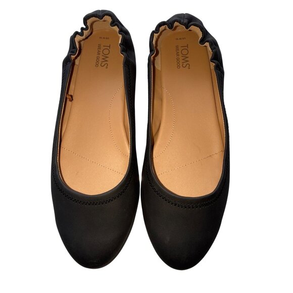Toms Women’s Black Ballet Flats Size 10 Synthetic Upper Slip-On - Picture 1 of 9